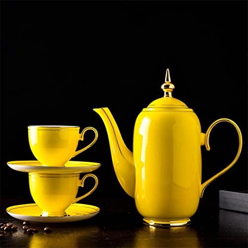 JYDBRT 15 יחידות עצם סין ציור כפול קווי זהב כפול סיר קפה ספלי קפה סטים לתה אחר הצהריים מתנות לחתונה לאורחים