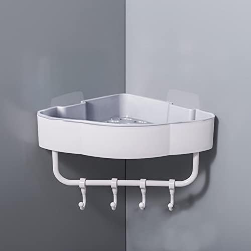 גלגל מתלה כלים מארגן עצמי אמבטיה אמבטיה רב-פונקציונלית מדף מקלחת רכוב על קדי דבק קיר דבק- מתלה
