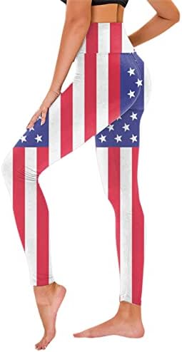 4 ביולי חותלות במותניים גבוהות לנשים אימון דגל ארהב חותלות יוגה אולטרה מוברשות רכות מכנסי אימון