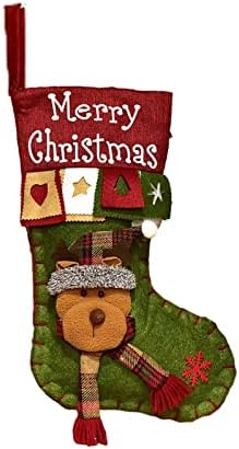 2F99MR חג המולד גרביים גדולים משובצים עם שקית מתנה לעיצוב גרבי קטיפה