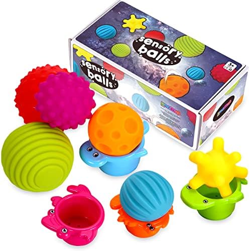 כדורי חושי למוסטאר לילדים-סט כדור רב מרקם לתינוקות ופעוטות + מדבקות קיר לילדים-ספארי הרפתקאות קליפה