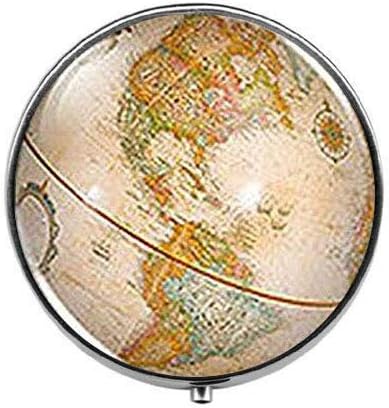 בציר עתיק העולם גלוב מפה - העולם גלוב גלולת תיבת-קסם גלולת תיבת-זכוכית סוכריות תיבה