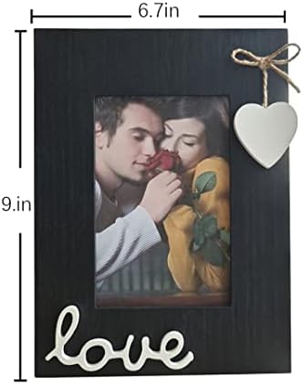 מסגרת תמונה עץ שחורה 4x6 לאהבה מחזיקה נצרים בעבודת יד מסגרת תצלום לב-אינברית לחבר משפחה משפחתית שולחן חבר