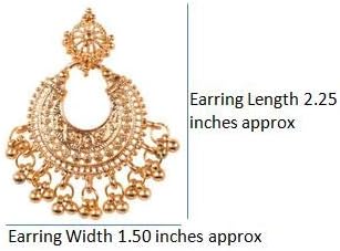 אבן בוחן הודי בוליווד מדהים משוכלל עגילי מעצב תכשיטי עתיק זהב או כסף טון לנשים.