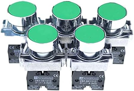 SVAPO 5 PCS/LOT XB2 BA31 XB2-BA31 ירוק רזנט עצמי רזום עצמאי כפתור לחצן 1 N/O מתג לחצן שטוח החלף