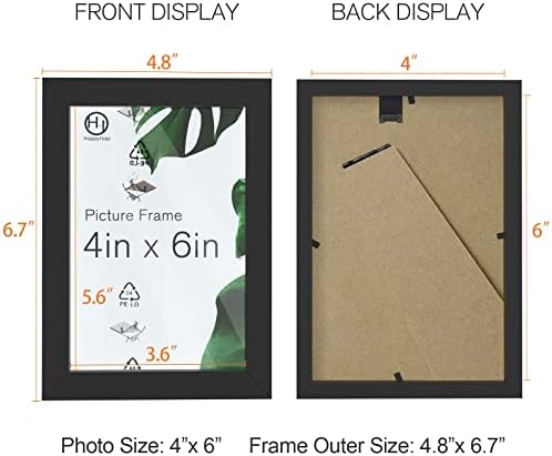מסגרת תמונה של HappyHapi 4x6, סט של 8 מסגרות תמונה שחורות, שולחן שולחן או קיר תצוגה מסגרת תמונה לצילום, ציורים,
