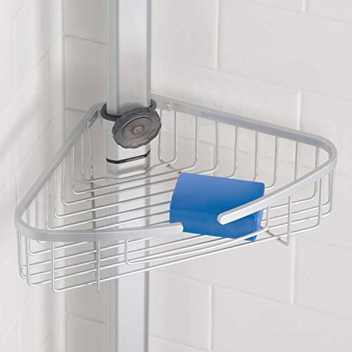עיצוב בין -עיצוב אלומיניום קבוע מתן אמבטיה קאדי עם סלי אחסון מתכווננים לשמפו, מרכך, סבון - כסף