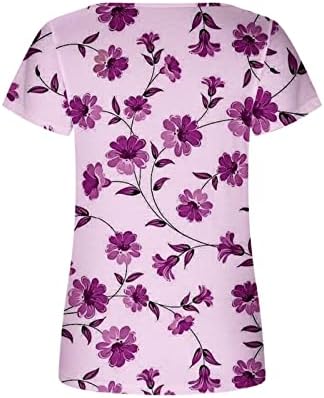 חולצות בראנץ ' לבנות חולצות שרוול קצר חולצות טריקו עם צווארון מרובע הדפסת פרחי ספנדקס בכושר רופף חולצות