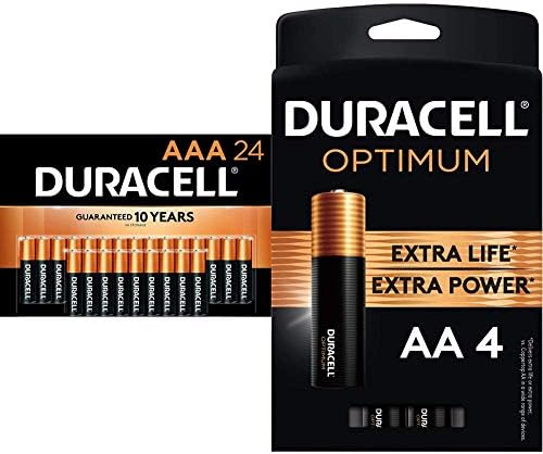 Duracell - Coppertop AAA 24 Count + אופטימום AAA 4 ספירת סוללות אלקליין אריזה משולבת - ארוכת טווח, משולשת לכל