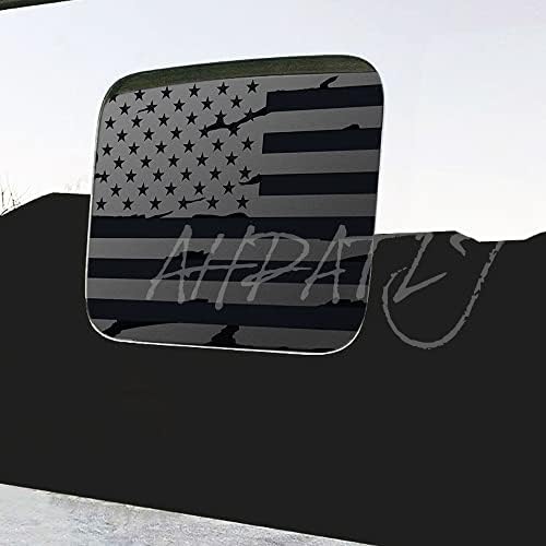 Ahpatlj אחורי חלון אמצעי במצוקה דגל אמריקאי דגל ויניל מדבקה תואם ומתאים F150 F250 F350, מט שחור