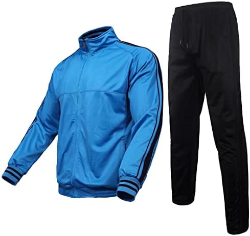 מגברים אתלטים 2 חלקים מערכות אימונית חליפות ריצה מזדמנים סט סטנד-אפ מלא צווארון סטנד-אפ.