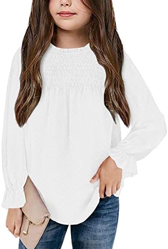 בנות חמוד קצר / ארוך שרוול חולצות מקרית רופף נדנדה לפרוע חולצות ילדים רך שיפון חולצות טי 4-15 שנים