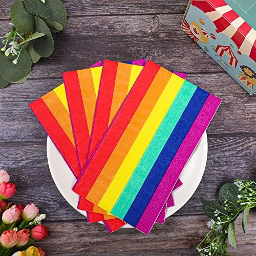 60 חתיכות גאווה קשת אורח מפיות צבעוני פסים נייר מפיות קשת דגל נייר יד מגבות חד פעמי ארוחת ערב מפיות