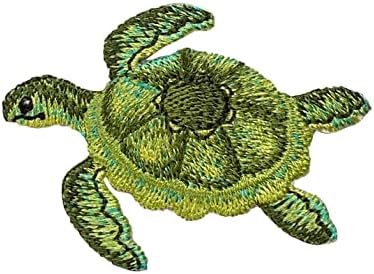 צב ים - ירוק - טרופי - זוחל ימי - חיות אוקיינוס ​​- ברזל רקום על טלאי