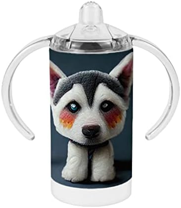 האסקי פנים כוס קש - כלב עיצוב תינוק כוס קש-האסקי סיבירי כוס קש