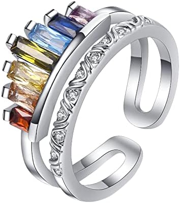 טבעת אוקיינוס ​​UIKCETEN 925 אירוסין סטרלינג מכסף צבעוני בצורת זירקון בצורת טבעת כתר תכשיטים בוכה