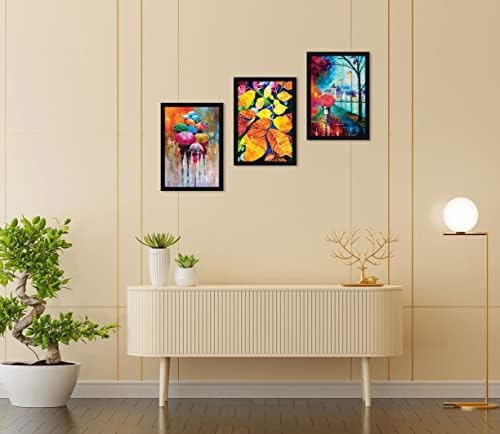 אמנות נייר מופשט זוג רומנטי קיר תפאורה ציורי לסלון, ססגוניות, 3 רגליים על 1.5 רגליים, 12.5 על