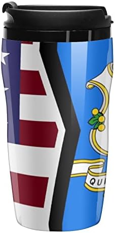 דגל אמריקה ומדינת קונטיקט כוס מבודד עם מכסה ספל נסיעות לשימוש חוזר בקבוק מים מפלסטיק כוס קפה כפולה קפה
