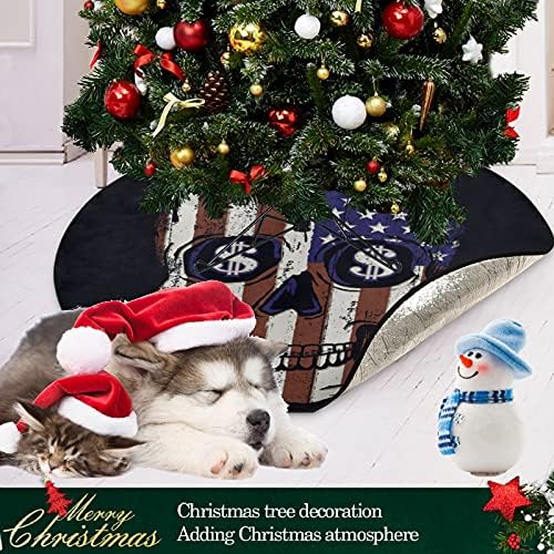 גולגולת מחצלת עץ חג המולד Visesunny עם עץ דגל אמריקאי עמדת עץ מחצלת מגן רצפה סופג עץ עץ מחצלת מגש להגנה