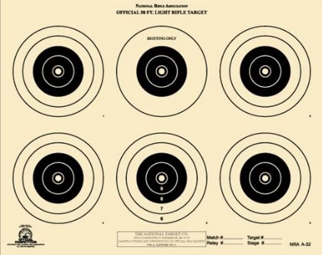 NRA רשמי 50 רגל רובה קל יעד A-32, נייר תגיות כבד, 9.5 x 12 100 חבילה