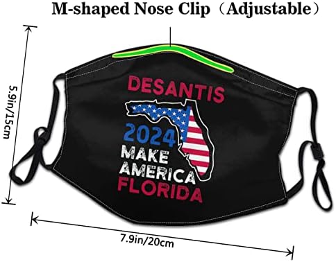 Desantis 2024 הפוך את אמריקה לפלורידה Washable_mask unisex פנים בנדנות למבוגרים הפה לשימוש חוזר