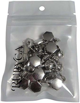 Rubyca 1000 מגדיר משושה כסף ספייק וחתיכים מתכת משושה משושה משושה Diy-Craft 8 ממ x 10 ממ