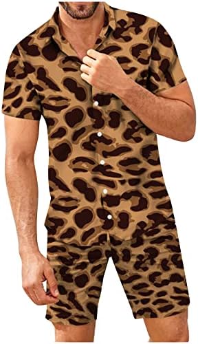 4 ז'וזוזי גברים 2 חלקים תלבושת קיץ נמר מסוגנן מודפס חולצות הוואי מזדמנים חולצות טיז ומכנסיים