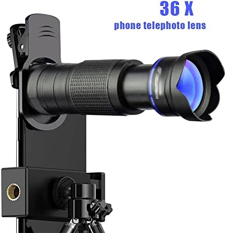 עדשת טלפוטו מצלמת טלפון 4 ב-1 פי 36 זום קליפ-און טלקופ מאקרו עין דג ערכת עדשות מלאך רחבה