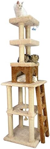 מגדל חתול רב מפלסי ארמרקט איקס 8303 עץ חתול עץ אמיתי בז', 32 איקס 24 איקס 84
