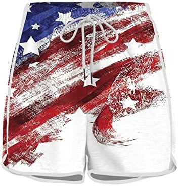 4 ביולי טניס מכנסיים קצרים לנשים קיץ מזדמן מקיץ מותניים גבוהים מכנסיים קצרים מכנסיים דגל אמריקאי פסי דגל עניבה