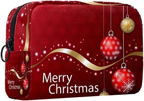 תיקי קוסמטיקה של Tbouobt תיקי איפור לנשים, שקיות טיול איפור קטנות, זהב אדום חג המולד