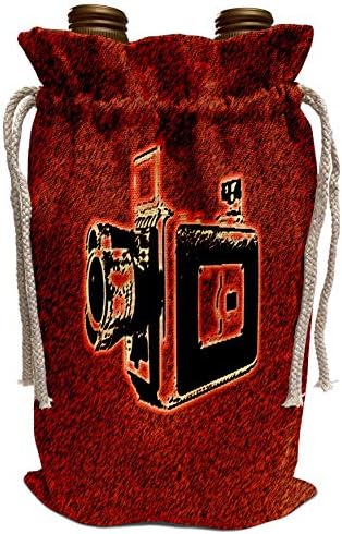 3רוז קייק קאלבו אוסף מצלמות וינטג '- תמונה של מצלמת וידאו וינטג ' סופר 8 על רקע אדום-שקית יין