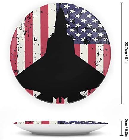 פטריוטי F-22 Raptor Fighter Jet דגל אמריקאי דגל מודפס סין סין צלחות דקורטיביות צלחות עגולות מלאכה עם עמדת