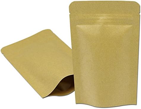 50 חתיכות מיילר תיק קראפט נייר רדיד פנימי עצמי עומד ניתן לאטימה חוזרת רוכסן נעילת פאוץ מזון לקום