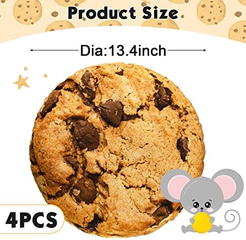 כרית עוגיות שוקולד 13.4 אינץ 'כרית בצורת אוכל קטיפה עגול 3D הדפס דיגיטלי הדפס דיגיטלי כריות מצחיקות חידוש