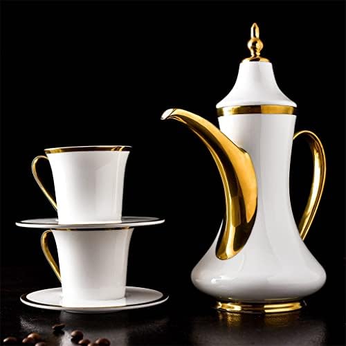 גרטד בסגנון אירופאי מצויר ביד קו זהב סיר קפה קפה כוס צלוחית סט צלוחית סט קרמיקה ספל קרמיקה מדרגה חרסינה