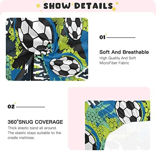 כדורגל כדורגל כדורגל גיליונות עריסה לבנים חבילות חבילות ומשחק גיליונות נייד גיליון עריסה מיני מצויד עבור