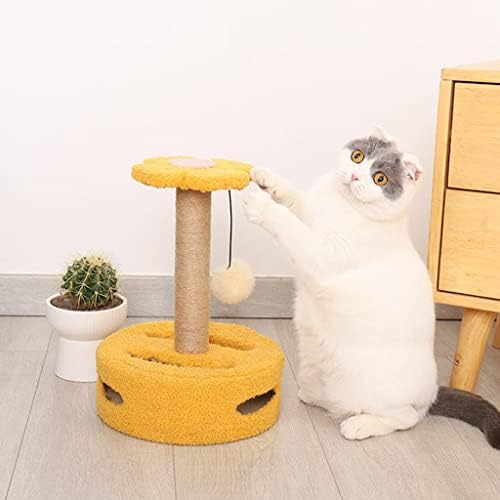 Zyzmh מגרד עץ מוט כיף סיסל פוסט מגדל מגרד מושך כדור קפיצה משחק משחק צעצוע חיות מחמד מסגרת טיפוס לחתולים