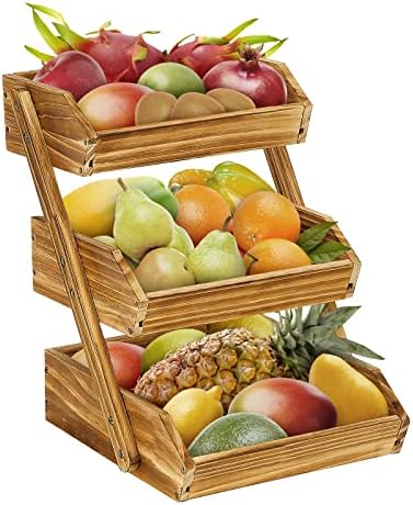 G.A סל פירות פירות, סל פירות עץ 3 שכבות למטבח, מחזיק אחסון מעמד פירות, קערת פירות לפירות, ירקות וחטיף מארגן משטח