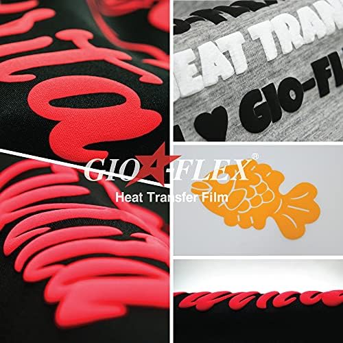 Gio-Flex 3D Vinyl Vinyl Heat העברת 10 x 12-14 גיליונות מקצרים HTV מגוונים צבעים מגוונים חבילה/מגוון, ויניל דבק,