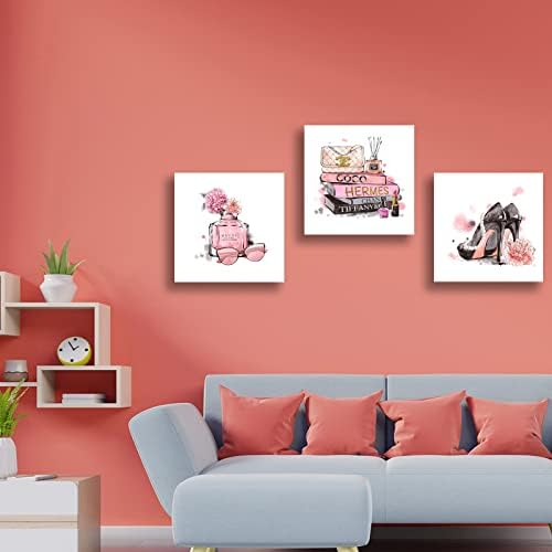 חדר שינה קיר תפאורה בד ממוסגר יצירות אמנות בושם קוסמטיקה גבוהה עקבים הדפסת תמונה קיר אמנות לסלון חדר שינה נערות