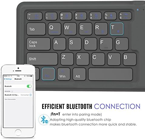 מקלדת Bluetooth מתקפלת של Moko, מקלדת אלחוטית ניידת אולטרה-דק-אולטרה-דק-אולטרה-דק מתאימה ל- iPad iPhone, מקפלת