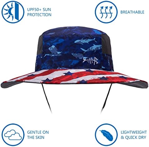 Bassdash upf 50+ כובע דיג שמש עמיד במים עם דש צוואר הניתן לניתוק