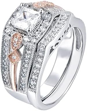 אופנה מעודן כיכר זירקון טבעת סט לנשים אירוסין טבעת טבעות עבור בני נוער