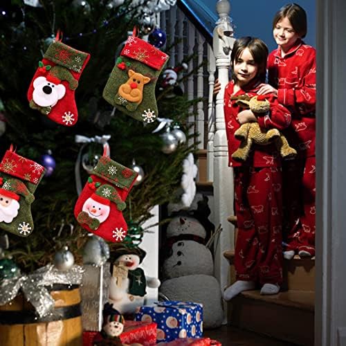 גרבי חג המולד בד גרבי חג המולד וגרביים תלויים לחג המולד לקישוט המסיבות וקריקטורה חג המולד אדום