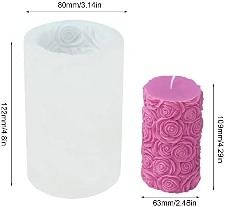 תבניות סיליקון סיליקון של QYEW לנרות, עובש סבון גלילי תלת -ממדי עם פרח ותבניות הקלה, קישוטים