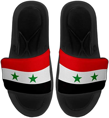 ExpressItbest מרופד סנדלים/שקופיות לגברים, נשים ונוער - דגל סוריה - דגל סוריה