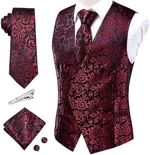 עניבת אפוד לשמלת גברים עניבה ועניבת דש/קליפ עניבה משי 5 יחידות עניבת מעיל מטפחת מטפחת חפתים נשף