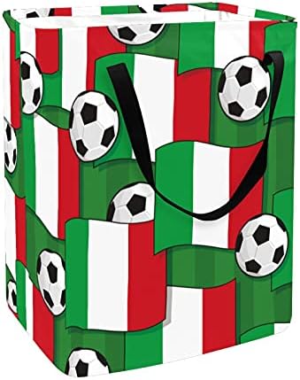 איטליה דגלי כדורי כדורגל סל כביסה סל אחסון מתקפל עם ידיות לפטיש, חדר ילדים, אחסון צעצועים
