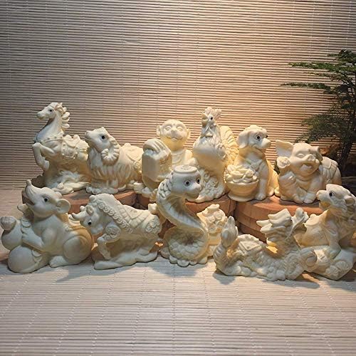 קישוטי פנג שואי פסלי גלגל המזלות הסיניים, אביזרי עיצוב אגוז שנהב לבן צלמית, בית ומשרד, מגולף ביד, שור